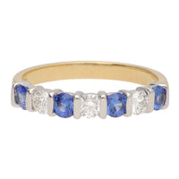 Sapphire and Diamond 18ct Yellow and White Gold Half Eternity Ring - Michael Jones Jeweller