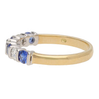 Sapphire and Diamond 18ct Yellow and White Gold Half Eternity Ring - Michael Jones Jeweller