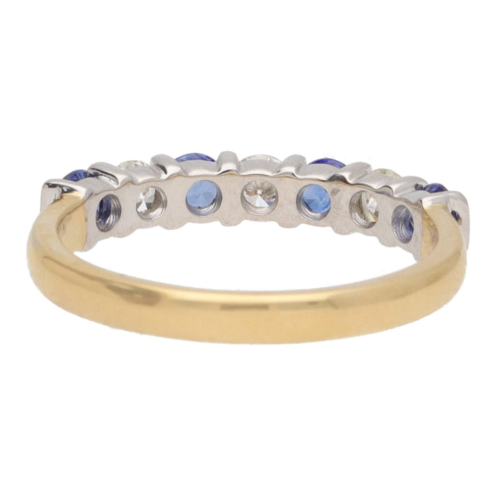 Sapphire and Diamond 18ct Yellow and White Gold Half Eternity Ring - Michael Jones Jeweller