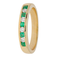 Emerald and Diamond 18ct Yellow Gold Half Eternity Ring - Michael Jones Jeweller