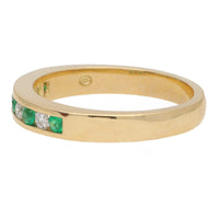 Emerald and Diamond 18ct Yellow Gold Half Eternity Ring - Michael Jones Jeweller