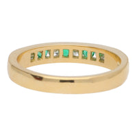 Emerald and Diamond 18ct Yellow Gold Half Eternity Ring - Michael Jones Jeweller