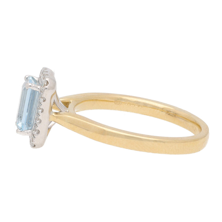 Aquamarine and Diamond 18ct Yellow and White Gold Cluster Ring - Michael Jones Jeweller