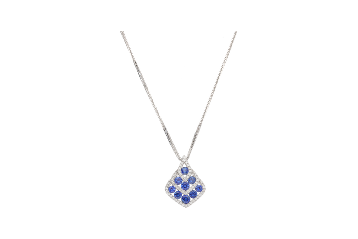 Sapphire and Diamond 18ct White Gold Chevron Necklace