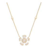 Single Diamond Flower Motif 18ct Yellow Gold Necklace - Michael Jones Jeweller