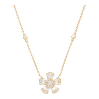 Single Diamond Flower Motif 18ct Yellow Gold Necklace