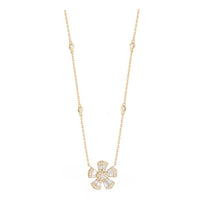 Single Diamond Flower Motif 18ct Yellow Gold Necklace - Michael Jones Jeweller