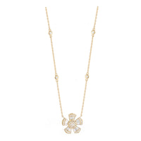 Single Diamond Flower Motif 18ct Yellow Gold Necklace
