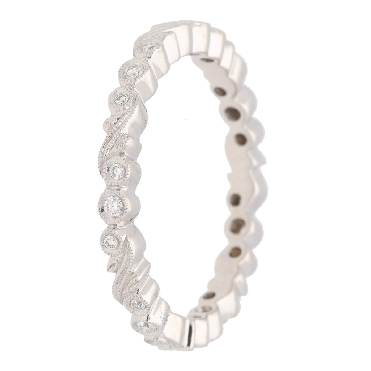 Diamond 18ct White Gold Scroll Design Full Eternity Ring - Michael Jones Jeweller