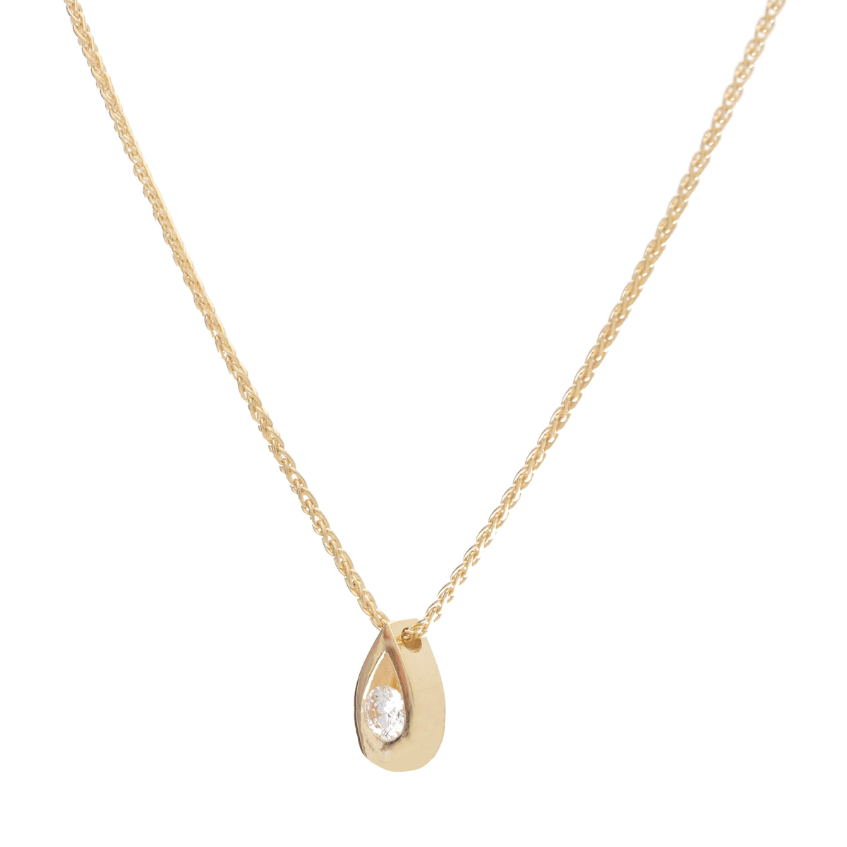 Diamond 18ct Yellow Gold Teardrop Pendant - Michael Jones Jeweller