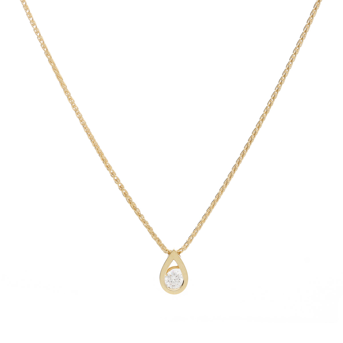 Diamond 18ct Yellow Gold Teardrop Pendant - Michael Jones Jeweller
