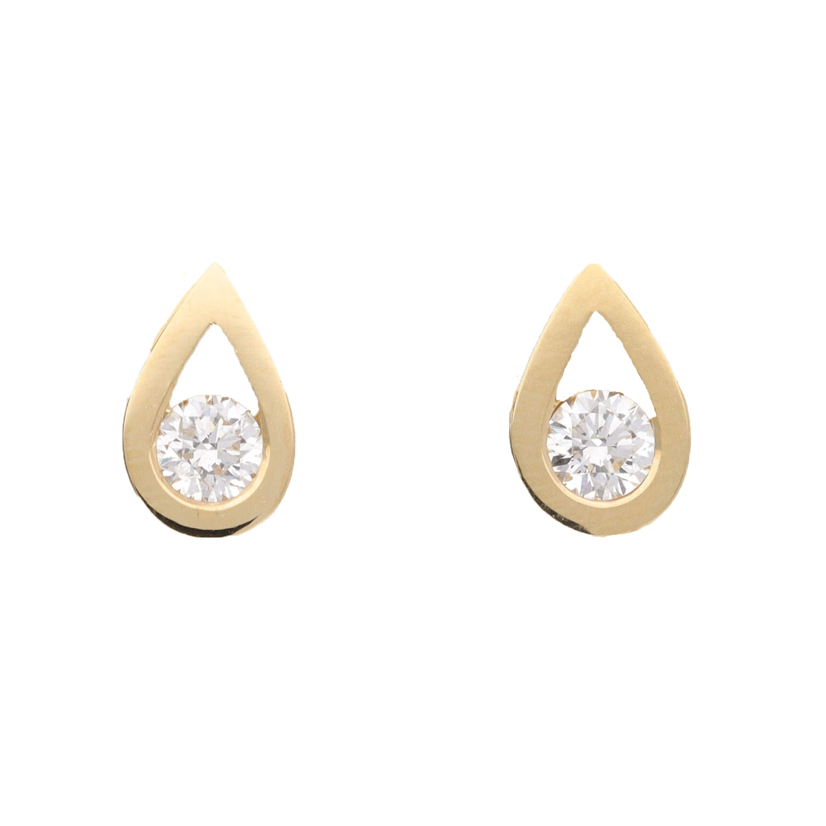 Diamond 18ct Yellow Gold Teardrop Stud Earrings - Michael Jones Jeweller