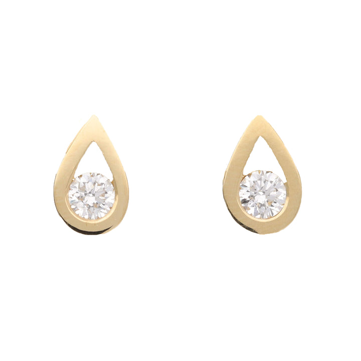 Diamond 18ct Yellow Gold Teardrop Stud Earrings