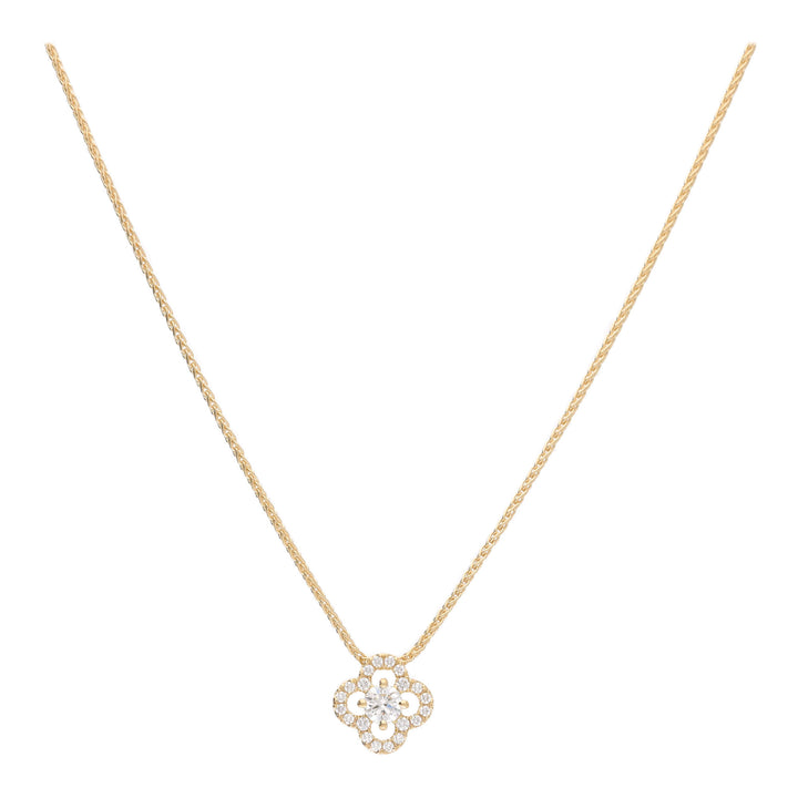 Diamond 18ct Yellow Gold Flower Pendant