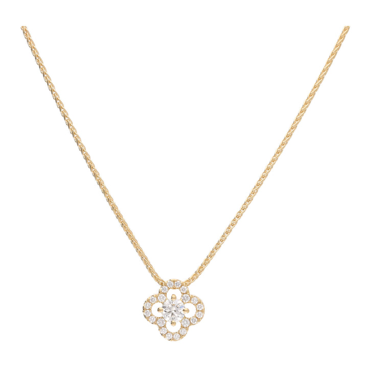 Diamond 18ct Yellow Gold Flower Pendant
