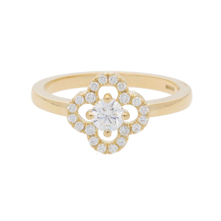 Diamond 18ct Yellow Gold Flower Ring