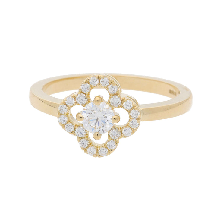 Diamond 18ct Yellow Gold Flower Ring