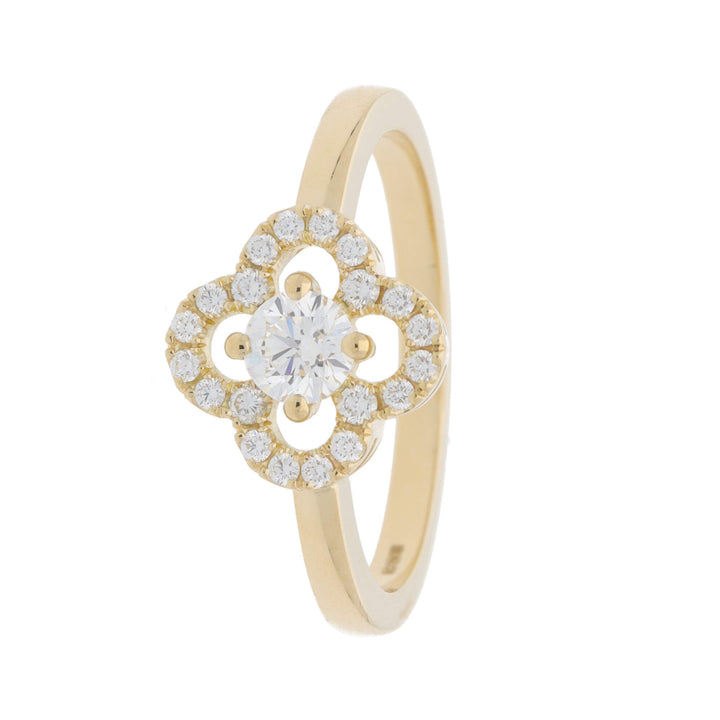 Diamond 18ct Yellow Gold Flower Ring
