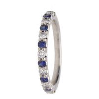 Sapphire and Diamond 18ct White Gold Half Eternity Ring (K)