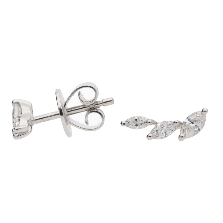 Marquise Diamond 18ct White Gold Climbing Ear Studs