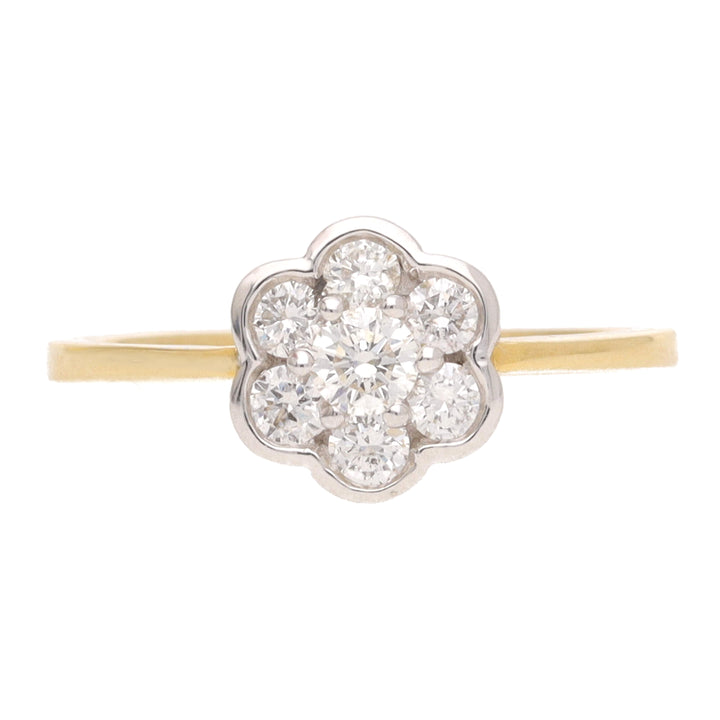 Diamond 18ct Yellow Gold Flower Cluster Ring (M½)