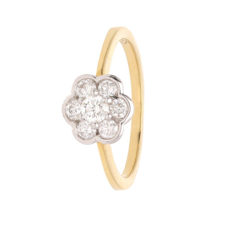 Diamond 18ct Yellow Gold Flower Cluster Ring (M½)