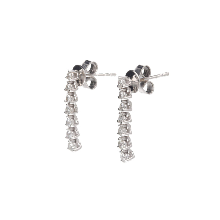 Graduated Diamond 0.75ct 18ct White Gold Drop Earrings - Michael Jones Jeweller