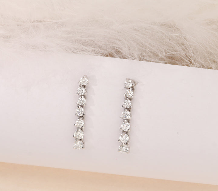 Graduated Diamond 0.75ct 18ct White Gold Drop Earrings - Michael Jones Jeweller