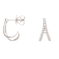 Diamond 18ct White Gold Split Strand Half Hoop Earrings - Michael Jones Jeweller