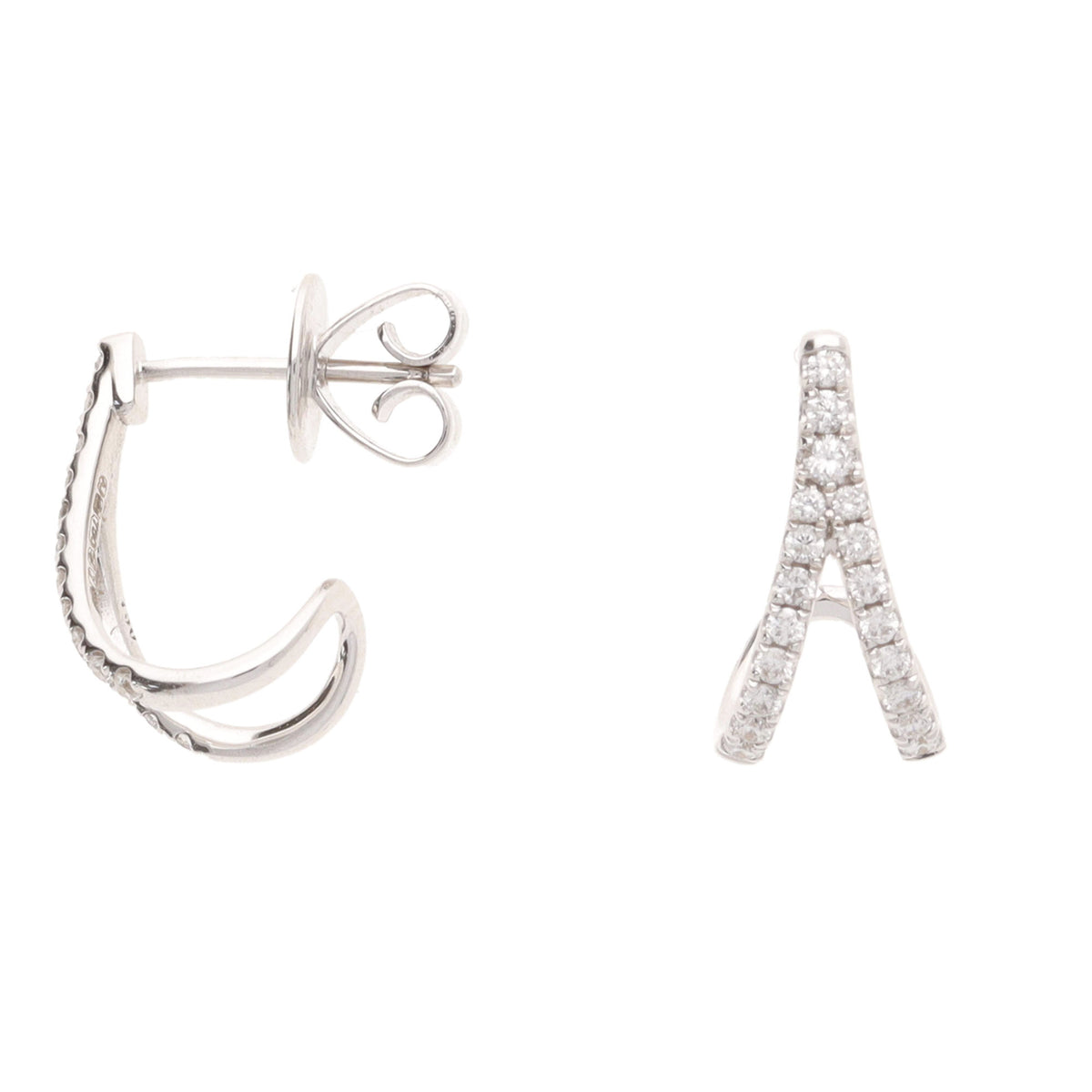 Diamond 18ct White Gold Split Strand Half Hoop Earrings - Michael Jones Jeweller