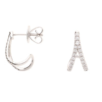 Diamond 18ct White Gold Split Strand Half Hoop Earrings