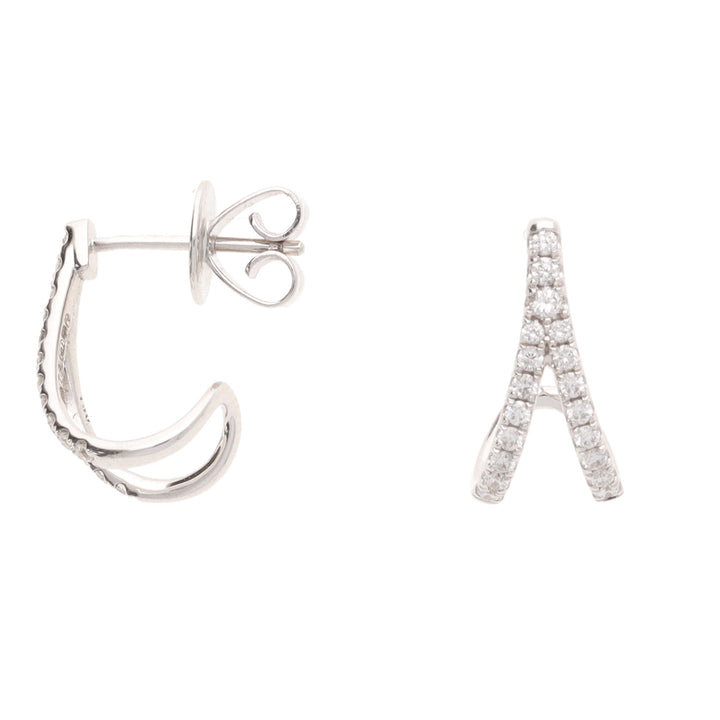Diamond 18ct White Gold Split Strand Half Hoop Earrings