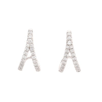 Diamond 18ct White Gold Split Strand Half Hoop Earrings - Michael Jones Jeweller