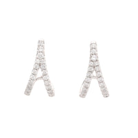 Diamond 18ct White Gold Split Strand Half Hoop Earrings