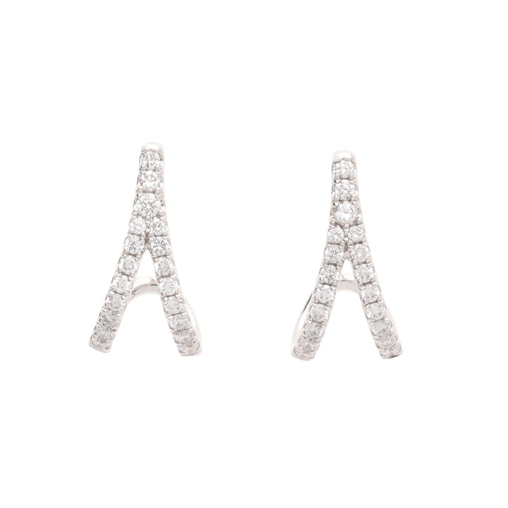 Diamond 18ct White Gold Split Strand Half Hoop Earrings