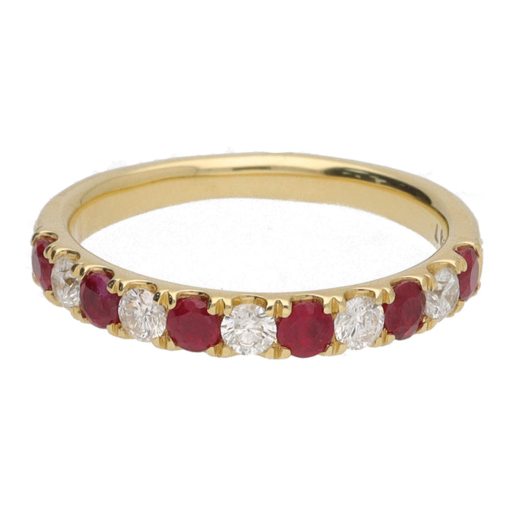 Ruby and Diamond 18ct Yellow GOld Half Eternity Ring - Michael Jones Jeweller