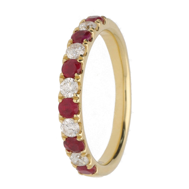 Ruby and Diamond 18ct Yellow GOld Half Eternity Ring - Michael Jones Jeweller