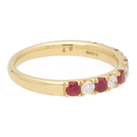 Ruby and Diamond 18ct Yellow GOld Half Eternity Ring - Michael Jones Jeweller