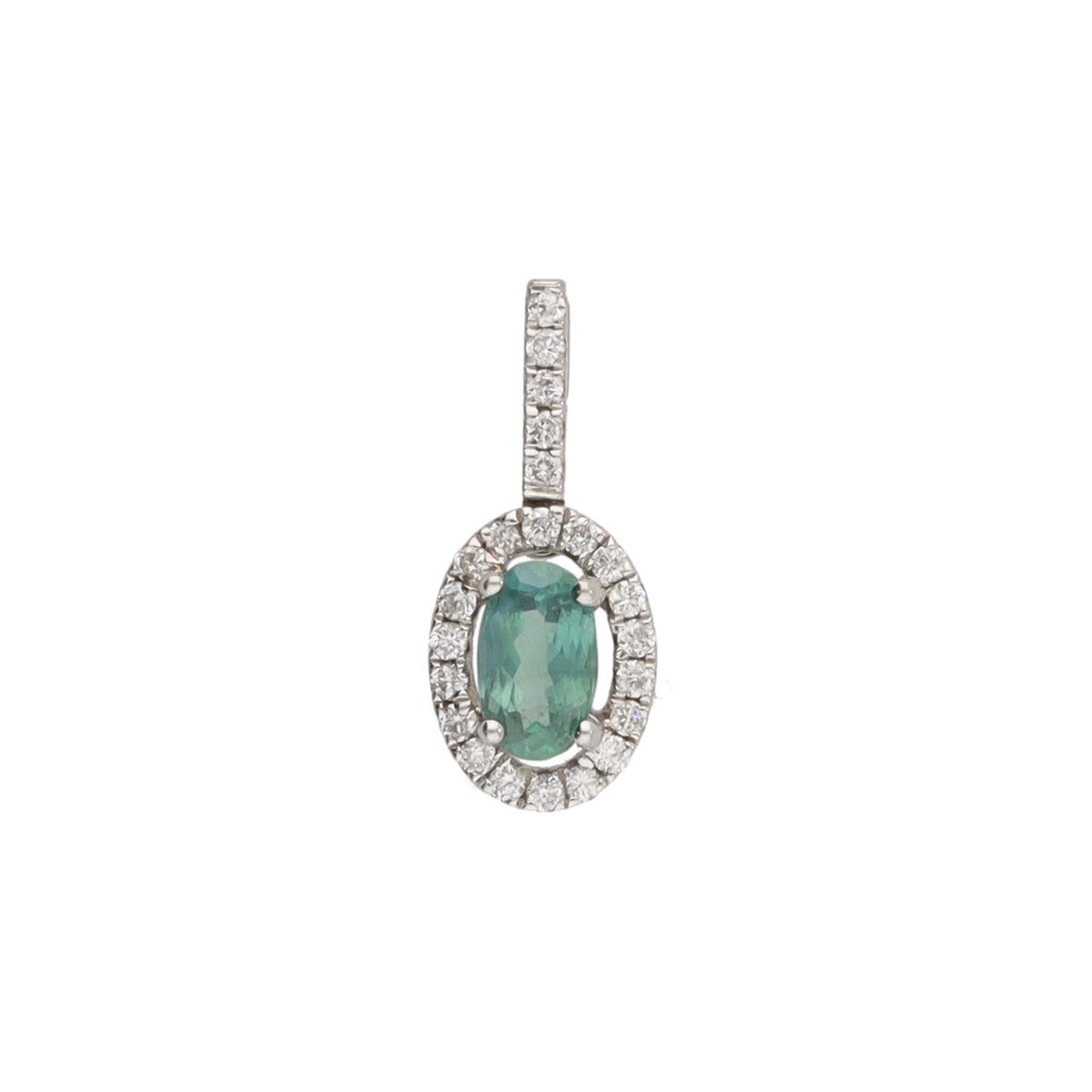 Alexandrite and Diamond 18ct White Gold Cluster Pendant - Michael Jones Jeweller