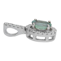 Alexandrite and Diamond 18ct White Gold Cluster Pendant - Michael Jones Jeweller