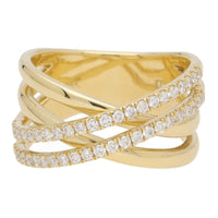 Diamond 18ct Yellow Gold Four Strand Crossover Ring - Michael Jones Jeweller