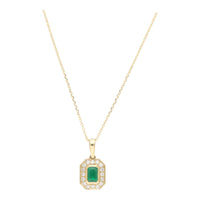 Emerald and Diamond 18ct Yellow Gold Octagonal Necklace - Michael Jones Jeweller