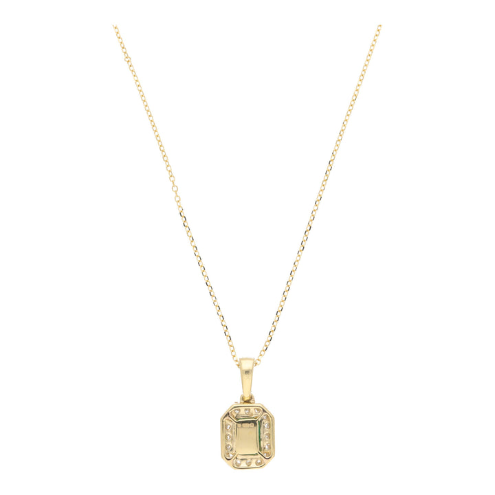 Emerald and Diamond 18ct Yellow Gold Octagonal Necklace - Michael Jones Jeweller