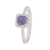 Unheated Sapphire and Diamond 18ct White Gold Cluster Ring (N) - Michael Jones Jeweller