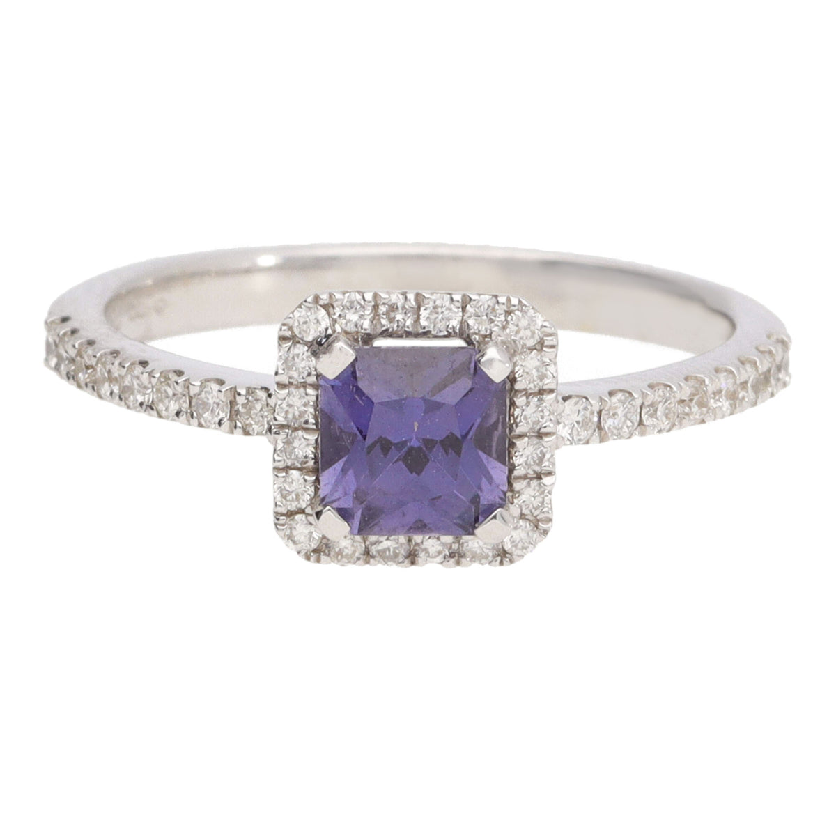 Unheated Sapphire and Diamond 18ct White Gold Cluster Ring (N) - Michael Jones Jeweller