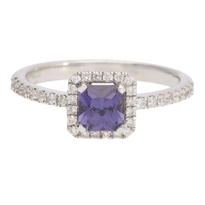 Unheated Sapphire and Diamond 18ct White Gold Cluster Ring (N)
