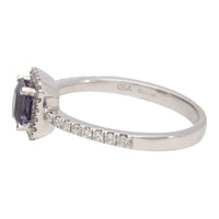 Unheated Sapphire and Diamond 18ct White Gold Cluster Ring (N)