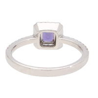 Unheated Sapphire and Diamond 18ct White Gold Cluster Ring (N)