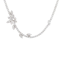 Diamond 8.27ct 18ct White Gold Floral Necklace - Michael Jones Jeweller