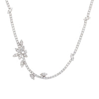 Diamond 8.27ct 18ct White Gold Floral Necklace - Michael Jones Jeweller